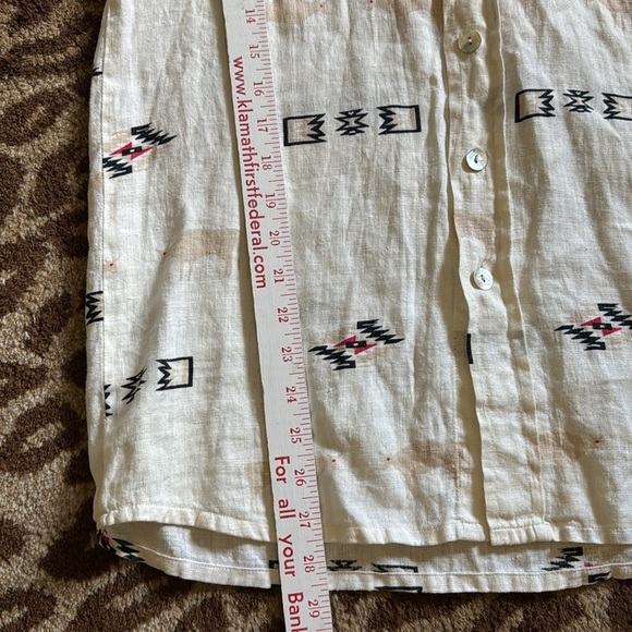 Chico’s Design 100% Linen Southwestern Shell Button Button Down Shirt Womens 0/S - Picture 8 of 9